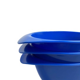 WePrep Mixing Bowl with spout and Handle | Dark Blue | Set of 3 | Beautifully Bright Coloured Bowl Set | Compact, Stackable & Ergonomically Designed | Proudly Made in The UK