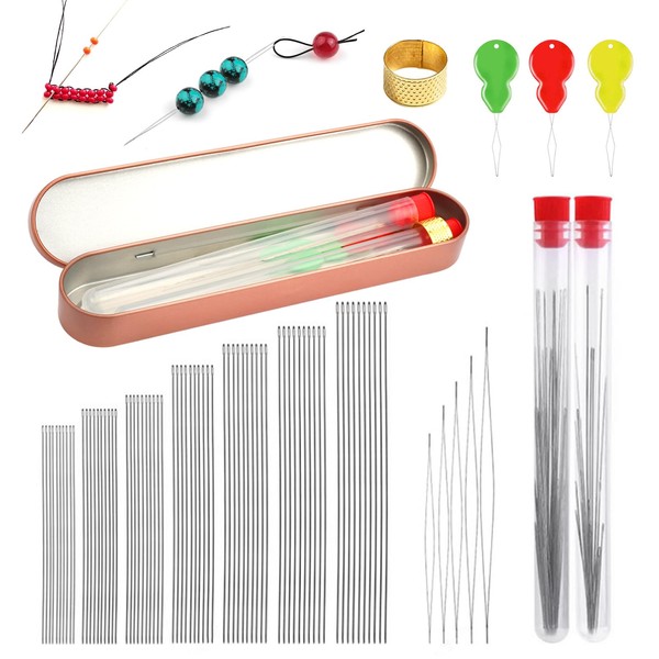 82-Piece Bead Needles Set, Large Eye Bead Needle in 5