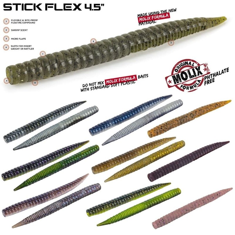 Molix Stick Flex 4.5 inches (4 pieces) colour pumpkin elastic