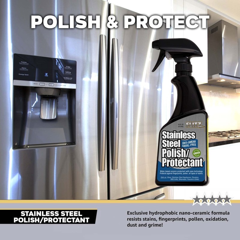 Flitz Stainless Steel Polish Protectant - 16oz Bottle, USA-Made Ceramic