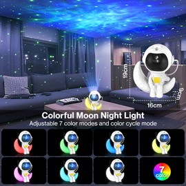 Cadrim Astronaut Projector Sky Star, LED Projector Astronaut Galaxy with Nettle, Star, Remote Control, Timer and 360° Rotation, Gift for Christmas Party Children Adult-Moon Crescent