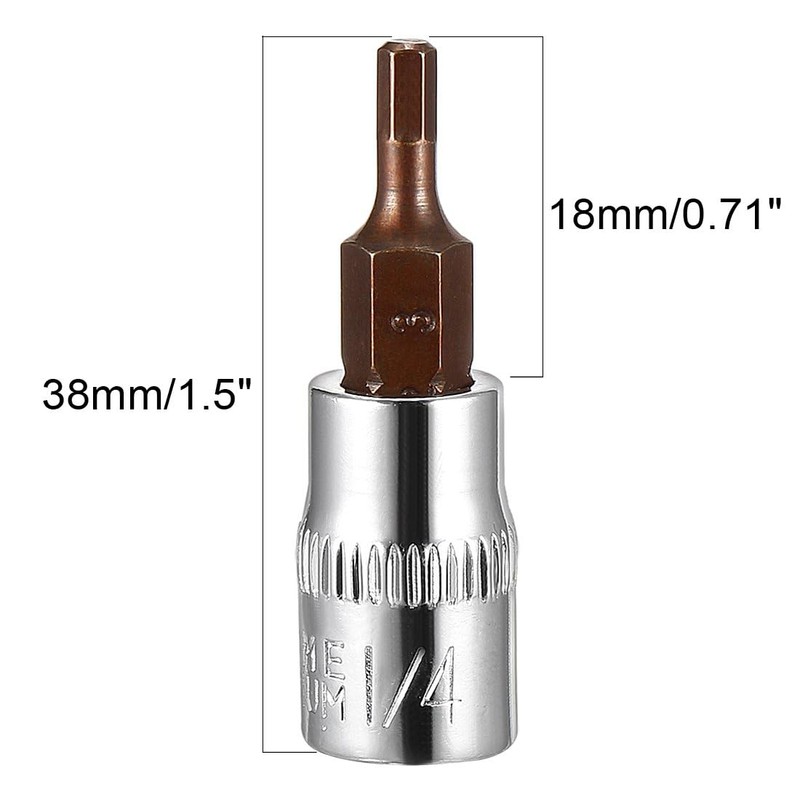 TOP-VIGOR 2Pcs Hex Bit Socket, 1/4" Drive x H3 (3mm)