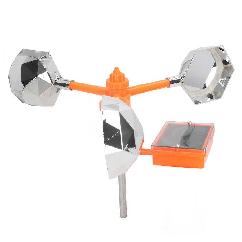 White Solar Sound Light Bird Repeller 360° Rotating Solar Bird