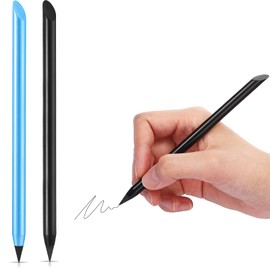2 Pieces Metal Inkless Pen Inkless Erasable Pencil Metallic Pencil Aluminum Pencil for Writing, Drawing, Drafting, Home Office School Supplies (Black and Blue)