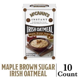 McCann’s Instant Irish Oatmeal, Maple Brown Sugar, 10 Packets (Pack of 12)