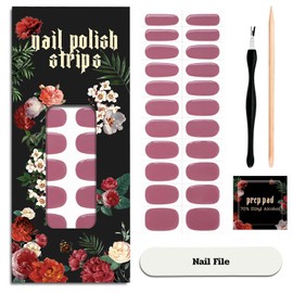 ruyeefam Nail Polish Strips - 22 Pcs Salon Quality Gel Nail Stickers - Long Lasting Wraps (Drama Queen Jam Pink)