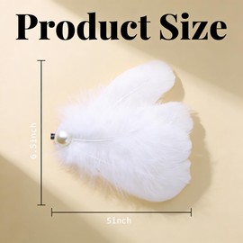 2Pcs White Feather Hair Clips - Artificial Swan & Ostrich Feathers with Faux Pearls, Feather Hair Accessories & White Hair Accessories for Women for Wedding, Engagement, Birthday, Party, Stage