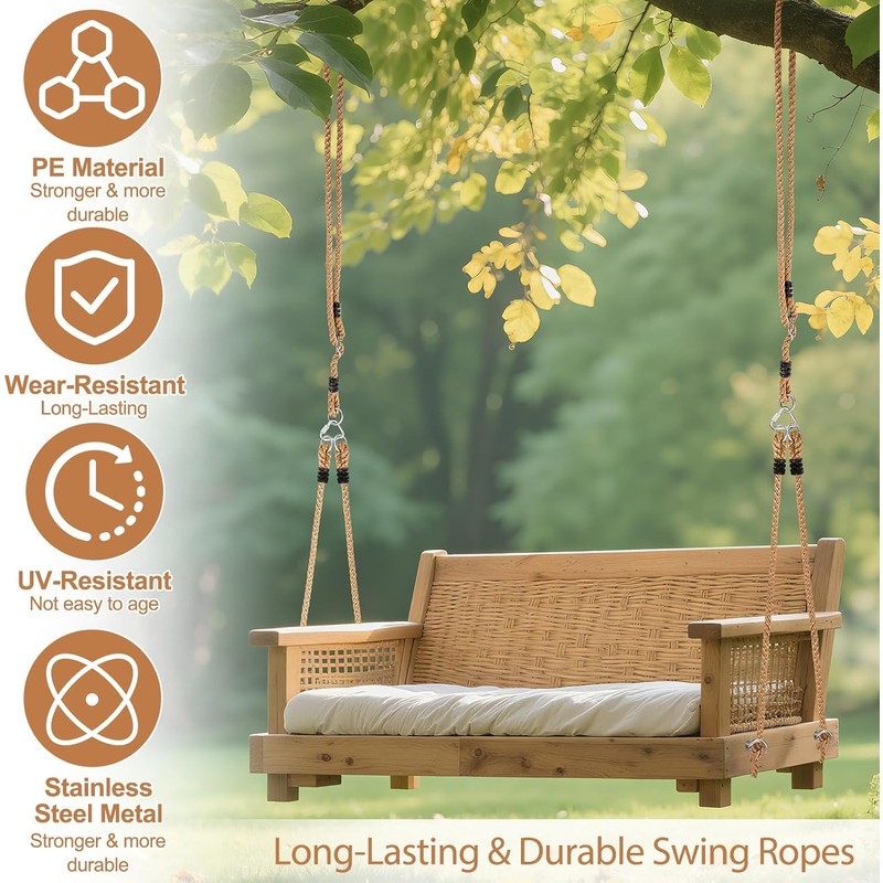Seenelling 2 Pack Porch Swing Rope Kit Swing Bed Straps
