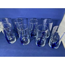 NAUTICA HOME BLUE SWIRL DIMPLED DRINKING GLASSES SET OF 8 16.7 OZ NIB BEAUTIFUL