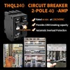 THQL1240 40Amp 2-Pole Circuit Breaker, Plug-in Mount, Thermal Magnetic Protection,