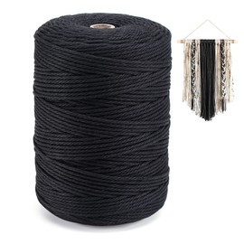 Homewit Premium Macrame Yarn, Black, 3 mm x 300 m, Macrame Cord and Yarn for Macrame Cotton Yarn, Macrame Yarn, Cotton Cord for Plant Hangers, Wall Hanging, Dream Catcher Decoration