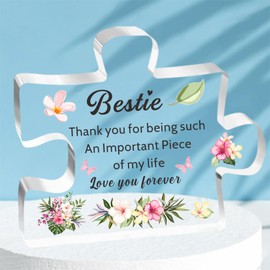 HULALA Bestie Gifts For Best Friend Women Girls Acrylic Puzzle Plaque Best Friend Presents Birthday Christmas Thank You For Being Such An Important Piece Of My Life