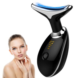 Bivsity Neck Face Massager, Multifunctional Facial Skin Care Tool, 7 Color Led Face Neck Massager for Face Sculpting Tool at Home (Black)