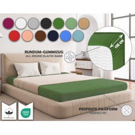 Sesto Senso Jersey Cotton Fitted Sheet 180 x 200 cm Dark Green