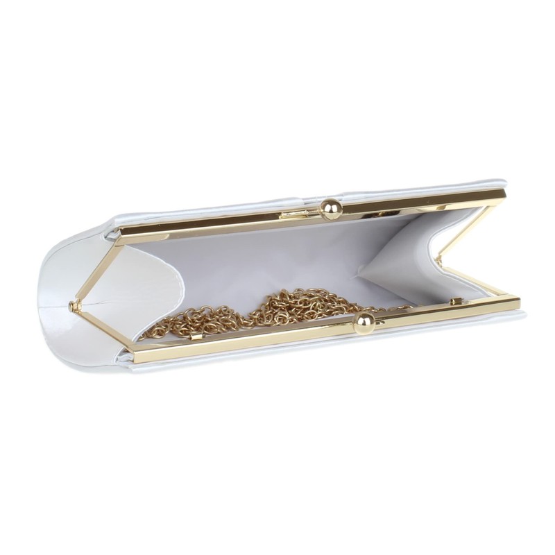 Girly Handbags Glitter plain clutch bag, White