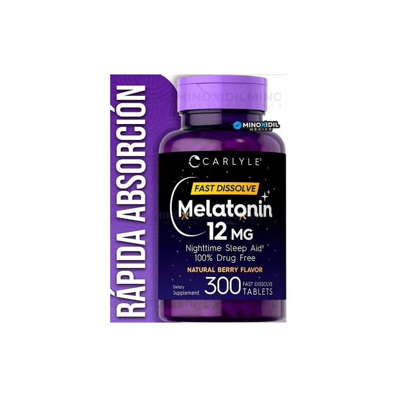 Melatonina 300 Tabletas Sabor Berry 12mg Maxima Potencia Sabor Bayas