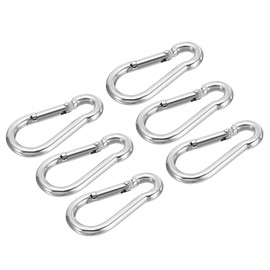 PATIKIL 2.4 Inch Snap Hooks, 6pcs Stainless Steel Spring Snap Hook M6 Metal Snap Clips Connector Large Buckle for Hammock Swing Outdoor Travel Camping Gym