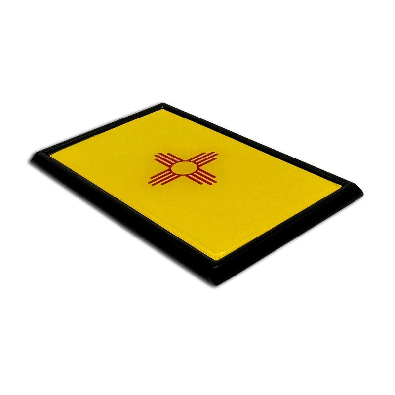 New Mexico State Flag Black Metal Car Emblem