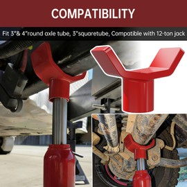 ForoGore Red Bottle Jack Adapter for 12t Jack Heavy Duty Steel Lifting Saddle for 3" & 4" Round Square Axle Tube Fits 1.65 Inch or Smaller Diameter Bottle Jack Accessories