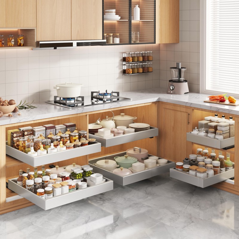 Seinloes 2 Pack Pull Out Cabinet Organizers 21"Deep With Raising