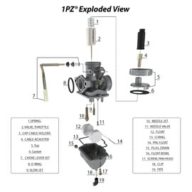 1PZ P02-Z01 PZ20 Carburetor with Fuel Filter Replacement for Honda CRF50F CRF80F XR50R XR80R XL75 Kazuma Baja 50cc 70cc 90cc 110cc 125cc TaoTao ATV Go kart Dirt Bike