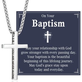 OAVOOK Baptism Gifts for Boys Cross Necklace Teen Boys Christian Religious Jewelry for Son, Grandson, Brother, Nephew
