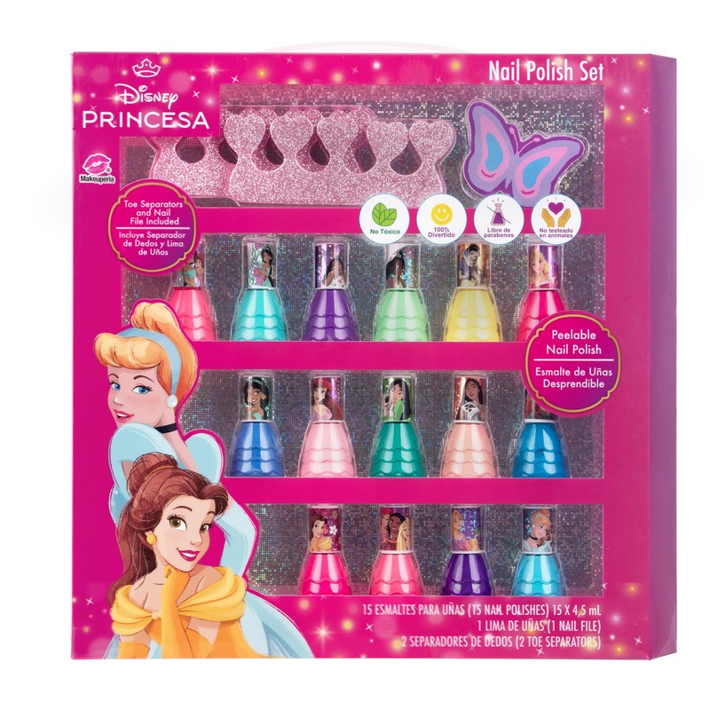 MAKEUPERIA Set de Esmaltes Infantiles de Princesas a Base de
