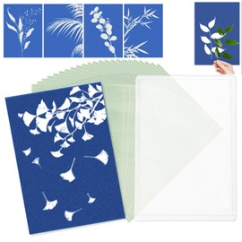 24pcs Sun Print Paper Kit A6 Cyanotype with Transparent Folder High Sensitive Nature Solar Print Paper for DIY Art Education(5.83x4.13in)