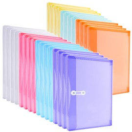 Legal Size Plastic Envelopes with String Tie Closure, 1-1/4" Expansion Clear Poly Envelope Side Loading File Folder Document Organizer for Legal Size Paper, Filing Folders, Office School Home (28)