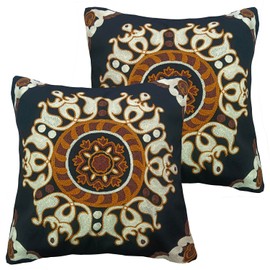 Generic 2 Pack Embroidered Throw Pillow Cover 18"" x18'', 100% Cotton Square Boho Decorative Cushion Case for Sofa Living Room Couch (Crown)