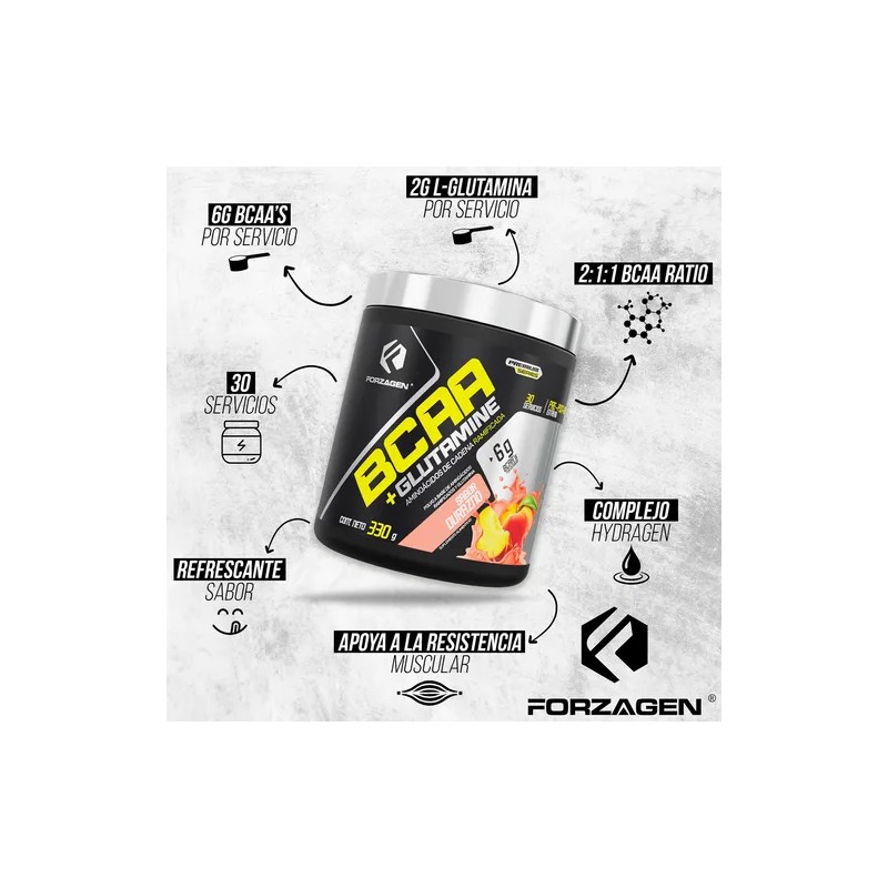 Forzagen Aminoácidos Bcaaglutamine 330g Complejo Hydragen