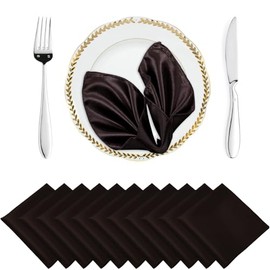 MDS Paquete de 50 boda 50,8 x 50,8 cm cuadrado (satén, Servilleta o Pañuelo de mesa para Cena Banquete de Boda decoración, color blanco, Coffee, 1