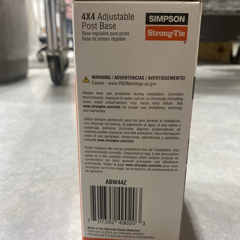 Simpson Strong Tie Adjustable Post Base 4" x 4" Galvanized