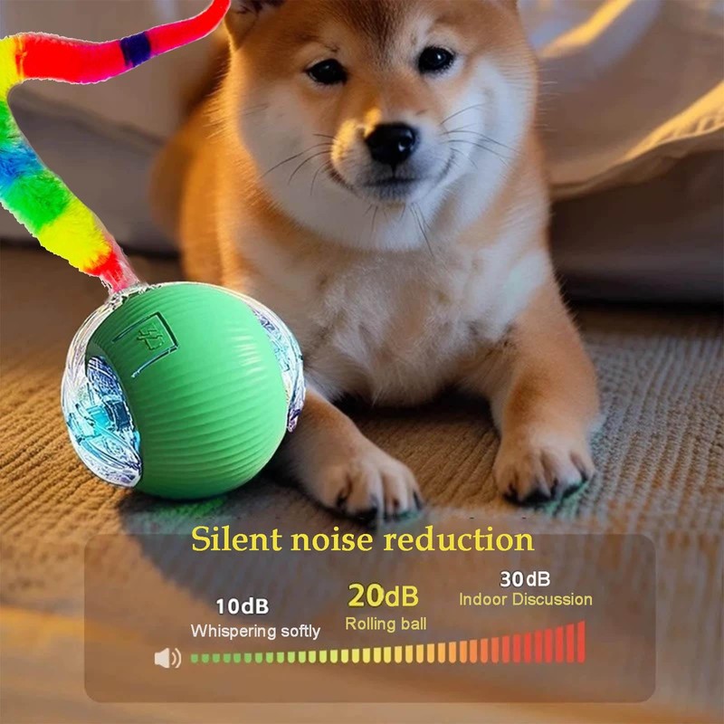 JinRui-T 2 PCS Active Rolling Ball with Tail for Dogs,Interactive