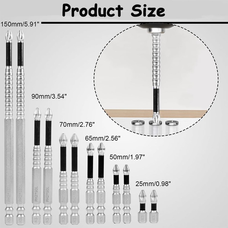 High-Magnetic Screwdriver Drill Bit Set,12PCS Magnetic Impact Bits,Rust-Proof Alloy Steel,