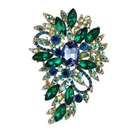 EVER FAITH Women's Marquise Austrian Crystal Wedding Flower Leaf Bouquet Brooch, Crystal, N/A