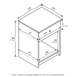 Furinno Tidur Nightstand, Black Oak, Americano, 2-Pack