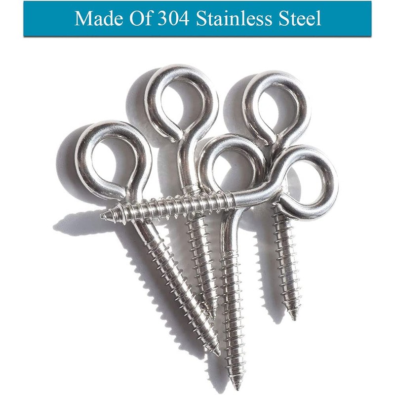 36 Pcs Heavy Duty Stainless Steel Eye Hooks Screw Eyes