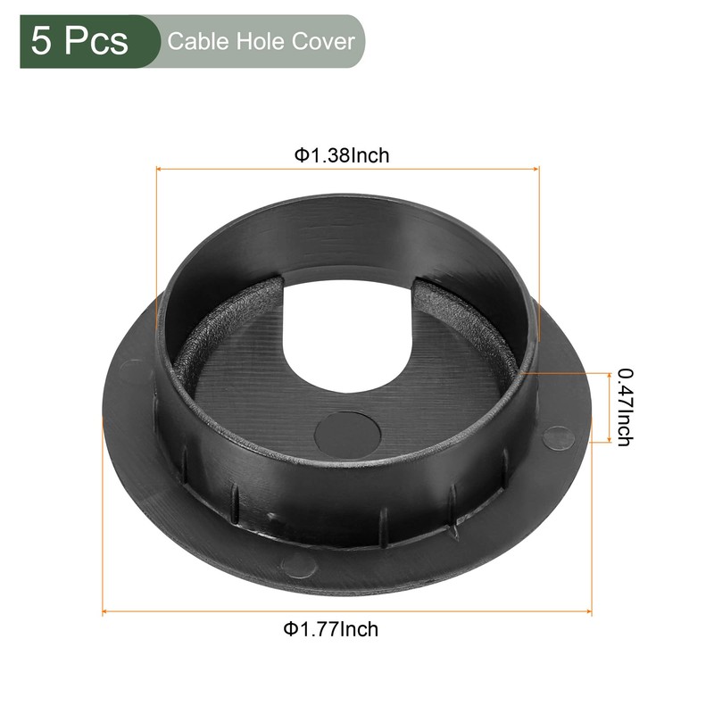 YOKIVE 5 Pcs Desk Cable Hole Cover, Cord Through Raceway