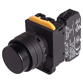 A20B-M2E01B, 22mm Momentary pushbutton Switch, Extended Head, 1NC 10A 110V, Black