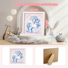 Genius maker Diamond Art Kits for Kids with Frame, Cartoon Diamond Art Kits Painting for Kids, Diamond Gem Art for Girls Boys, Diamond Dots Arts and Crafts for Girls, Painting for Decor 7x7inch