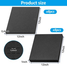 LDHHYH Cube Foam, 8 Pieces 300 x 300 x 25 mm/8 Pieces 300 x 300 x 10 mm Cube Foam Grid Foam Black, Foam Insert Tool Cube Foam, Foam Insert Tool