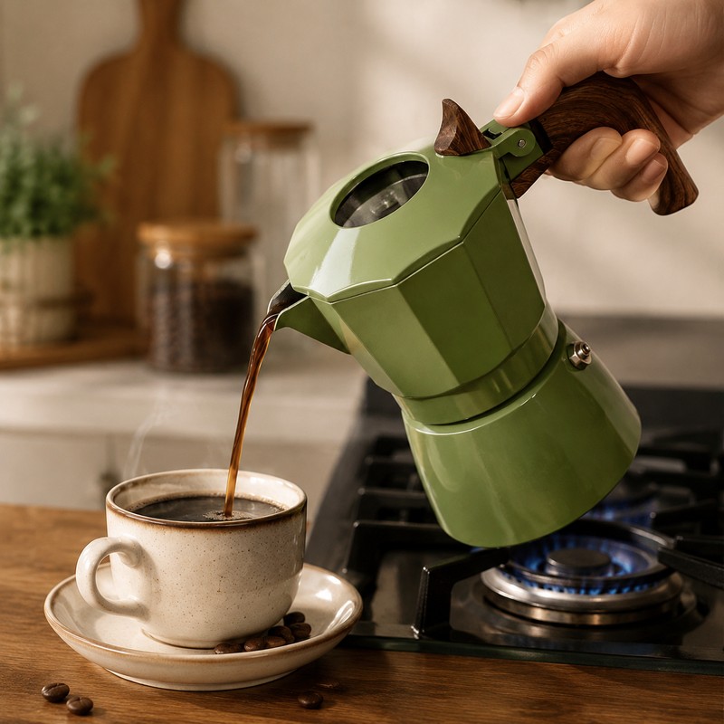 Double-valve Moka Pot Aluminum Coffee Kettle for Home Brewing –