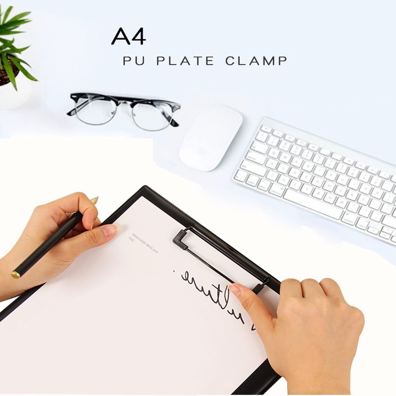 Black Leather Clipboard Folder, PU Board Clip, A4 Folder Suitable