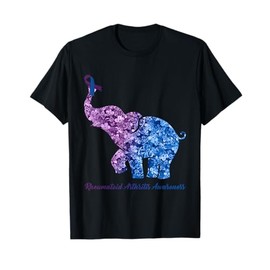 Elephant With Flower Rheumatoid Arthritis Awareness Ribbon T-Shirt