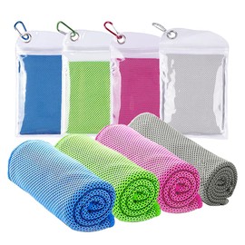 4 pcs Cooling Towel (40"x 12"), Ice Towel, Microfiber Towel, Soft Breathable Chilly Towel Stay Cool for Yoga, Sport, Gym, Golf, Camping, Fitness, Running, Workout & More Activities