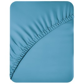 ACRALI HOME Double Fitted Sheet 40cm/16in Deep Fitted Sheets Double Bed Breathable Hotel Quality 1800 Microfiber Double Bed Sheet Shrinkage & Fade Resistant Skyblue Fitted Bed Sheets Double(137x190cm)