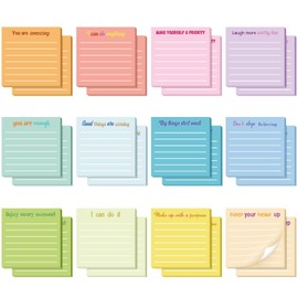 DUOMIAO 12Pcs Inspirational Sticky Notes with Lines Cute Motivational Sticky Pad Appreciation Gifts Notes Bulk for Coworkers Nurse Office Supplies 3 x 3''(Dark Color,Appreciation) (Light Color)