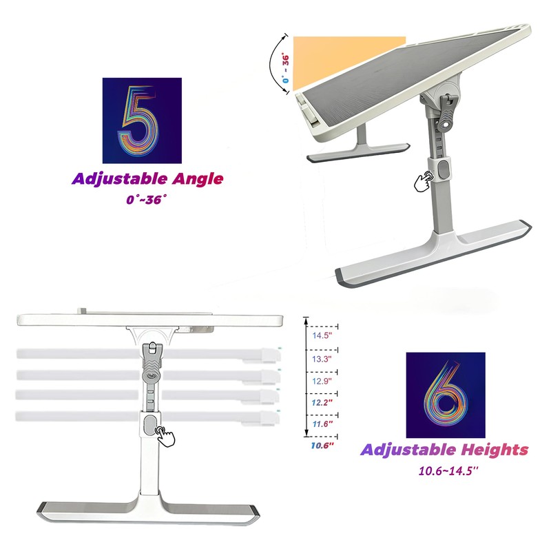 Foldable and Adjustable admireshun Laptop Bed Table with Hidden Drawer,