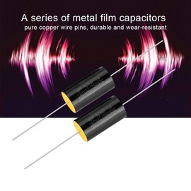 3.3uF 250V Frequency Divider Capacitor, 2 Pcs Axial Audio Speaker Crossover Step-Less Film MKP Capacitor for Audio Equipment, Black